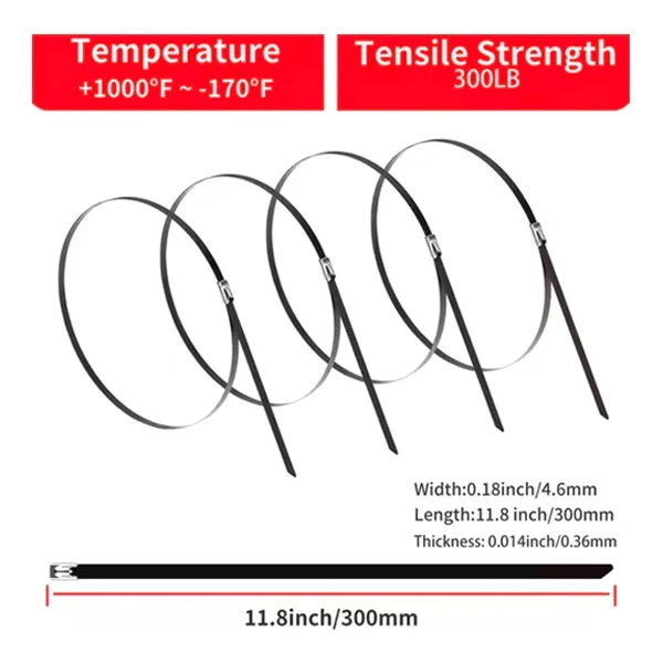 100 Pcs Heavy Duty 304 Stainless Steel Zip