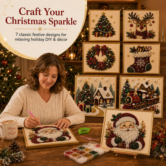 🎄 LAST DAY 49% OFF – Premium 3D Pearl Christmas Diamond Painting Art Kit | Luxury Flocked Canvas with Scratch-Resistant Non-Fading Pearl Beads DIY Holiday Decor 🎅⛄️❄️